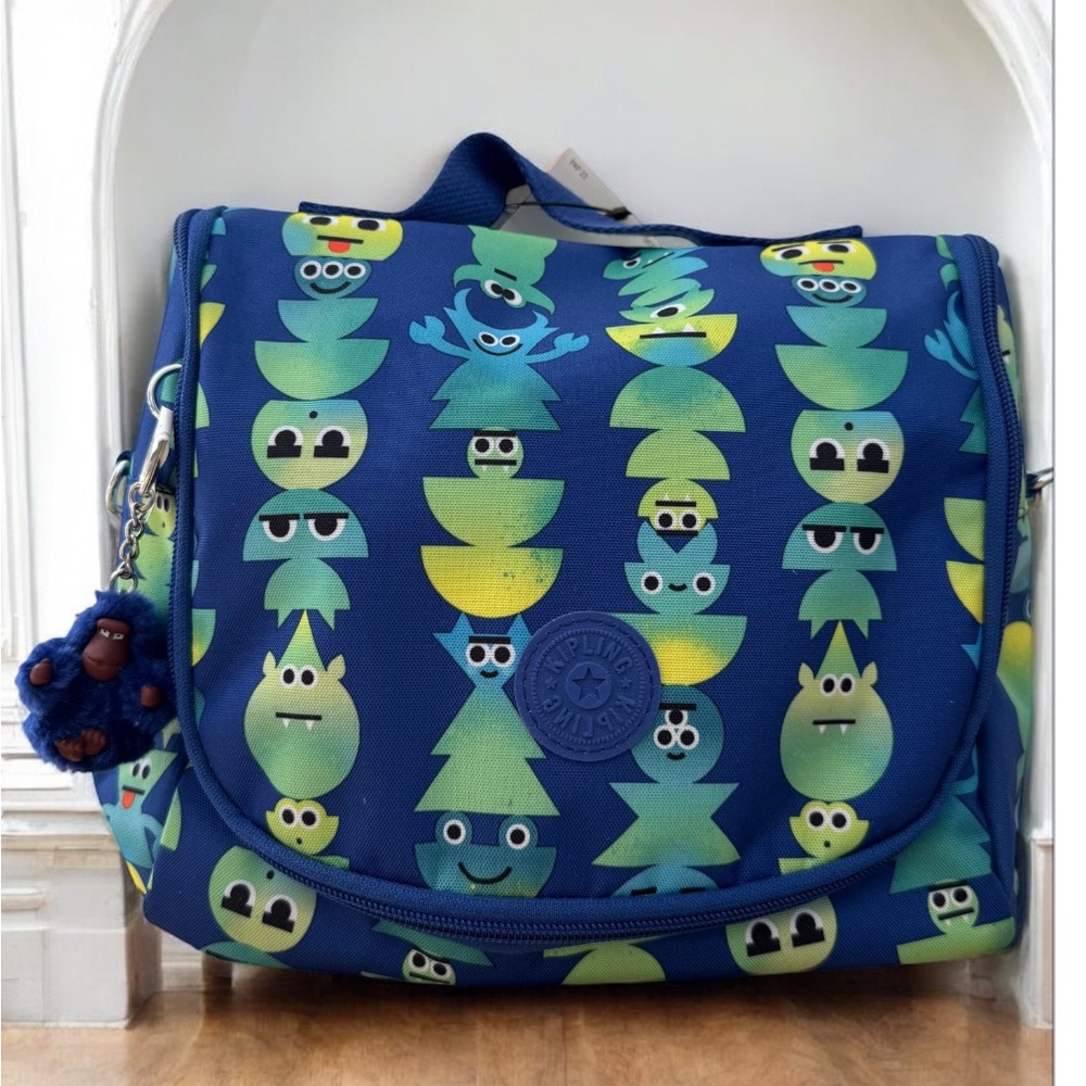 KIPLING Kichirou Lunch Food Bag Monster Print Blue